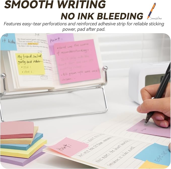 Sticky Notes 3x3in + 2x1.5in Small Sticky Note, 12 Pack 6 Colors Self-Sticky Note Pads | Sticks Strong & Removes Clean | Recycled Paper Cute Sticky Notes to School Supplies, Office Products-DeskLoop Office