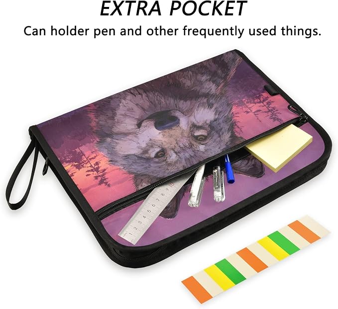 Wolf Purple Accordion File Organizer Expanding Document Folder - Image 2