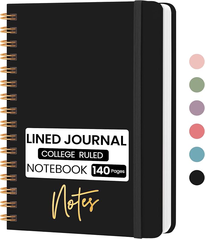CICPAP Lined Spiral Journal Notebook, A5 College Ruled Notebook by CICPAP
