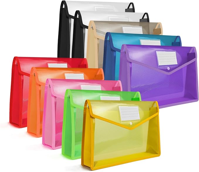 HOUYEE Pack of 10 Plastic Expanding File Folder, Expandable File Wallet Large by HOUYEE