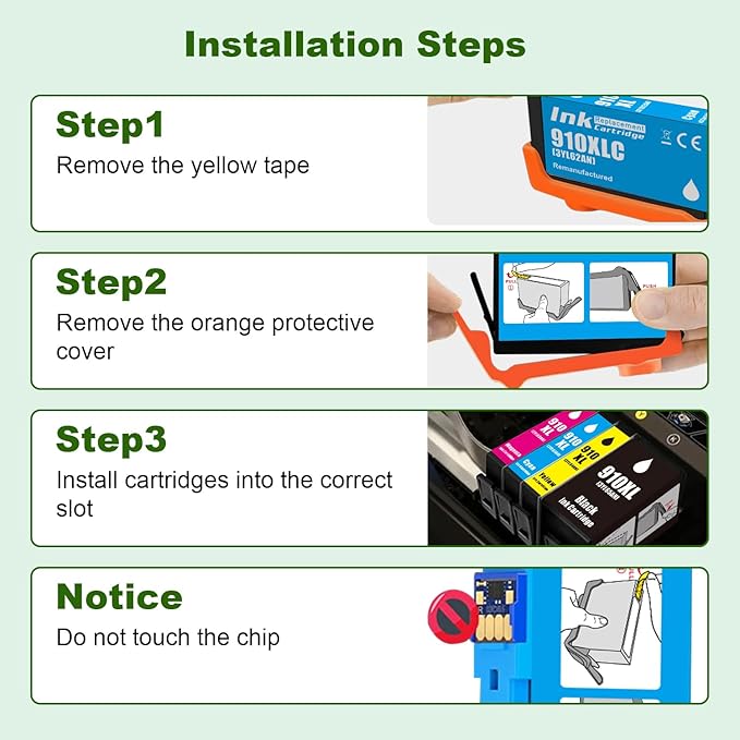 910 XL 910XL Ink Cartridges Combo Pack High Yield Replacement for HP 910XL Ink Cartridges for OfficeJet 8015e 8010 OfficeJet Pro 8025e 8020 8028e Printer (910 Ink 4-Pack)-DeskLoop Office