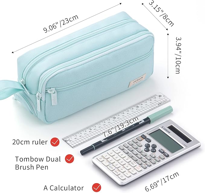 HVOMO Large Pencil Case High Capacity Holder Box Storage bag Desk Organizer Marker Pouch Pen For Middle School Office College Adult Girl and Boy(Green)-DeskLoop Office