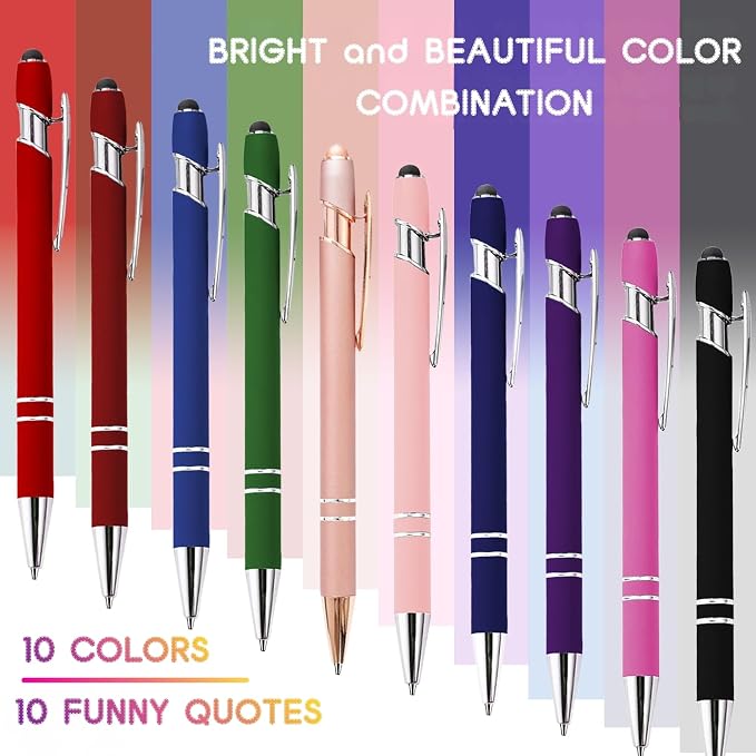 CRME 10pcs Funny Quotes Rose Gold Pens Set Novelty Pens Gifts - Image 3