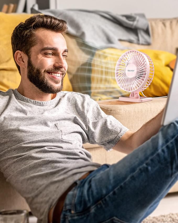 Gaiatop USB Desk Fan, Small But Powerful, Personal Portable Quiet 3 Speeds - Image 2