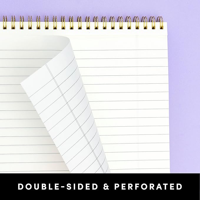 PAPERAGE Top Bound Spiral Notebook, 3 Pack, Lined Notepad, (Light Grey/Navy/Sage Green), 70 Sheets (140 Pages) Per Notebook, Wide/Legal Ruled, 8.5 inches x 11 inches-DeskLoop Office