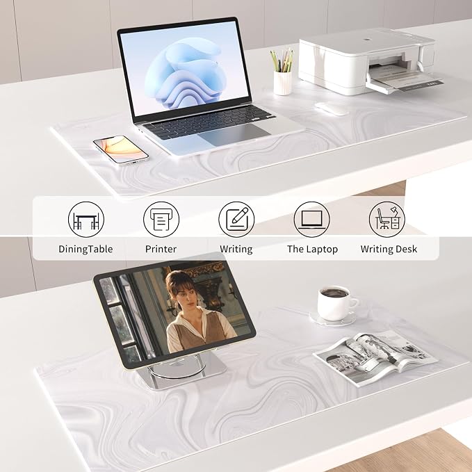 Colorful Star White Marble Large Mouse Pad, Waterproof Office Desk Mat - Image 4