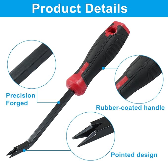 Black & Red Heavy Duty Staple Puller Tool, Double Pronged Head Nail Remover - Image 2