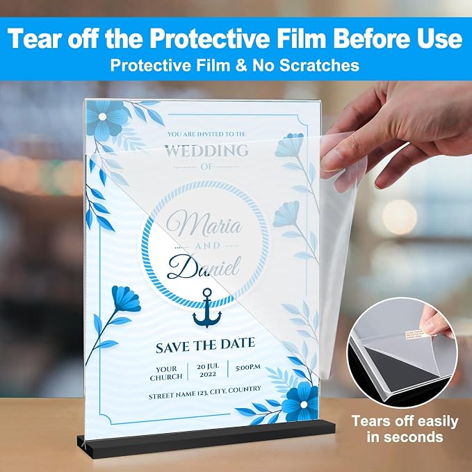 EHWINE 12 Pack Acrylic Sign Holder 8.5 x 11, Double-Sided Stand up Table Top - Image 3