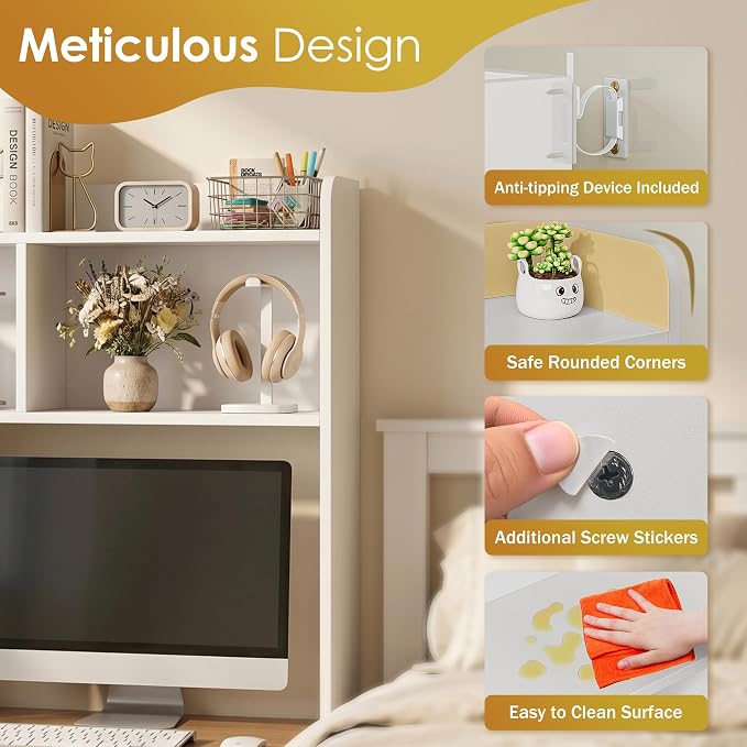 SUPER DEAL Desktop Bookshelf, Countertop Storage Hutch - Image 5