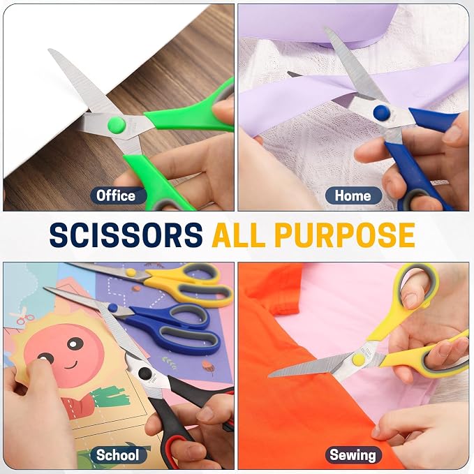 BURVAGY 8" 20 Pack All Purpose Heavy Duty Scissors- Comfort-Grip Sharp Scissors - Image 8