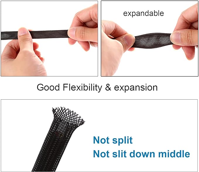 100ft - 1/2 inch PET Expandable Braided Sleeving – Black – Alex Tech Braided - Image 5