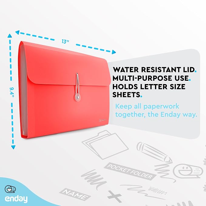 Accordion File Organizer 13 Pocket Expanding File Folder - Image 5