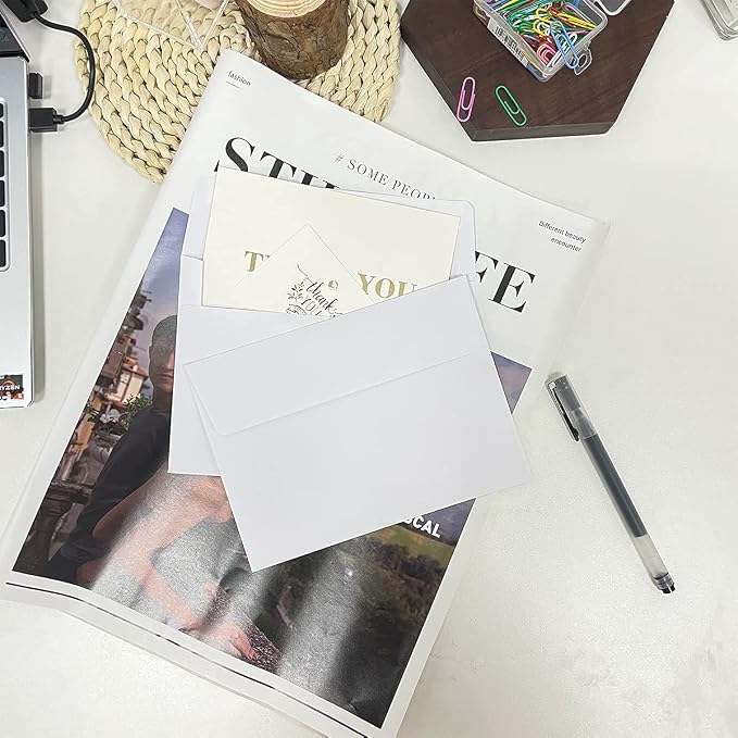 A9 Invitation envelopes（100 PCS 5.75x8.75 in ）- windowless design 120GSM white - Image 5