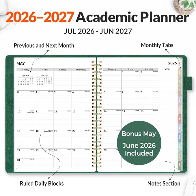 SUNEE 2026-2027 Weekly & Monthly Planner 9"x11.2" - Image 2