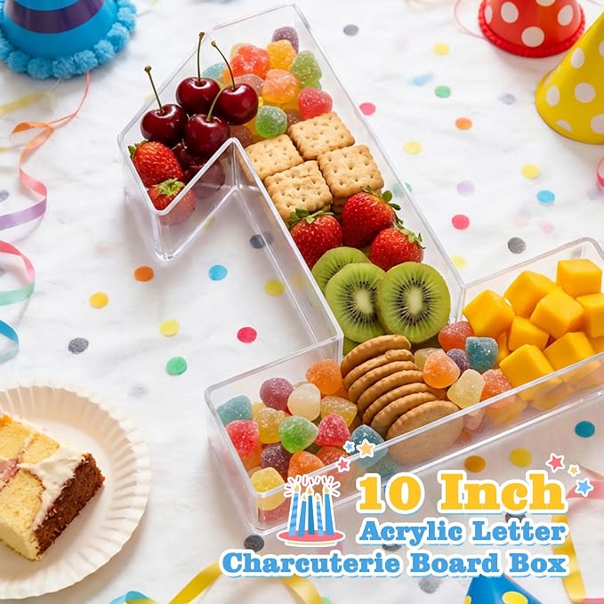 Ledido 10’’ Acrylic Number Charcuterie Board Box, Reusable Fillable Serving Tray - Image 2