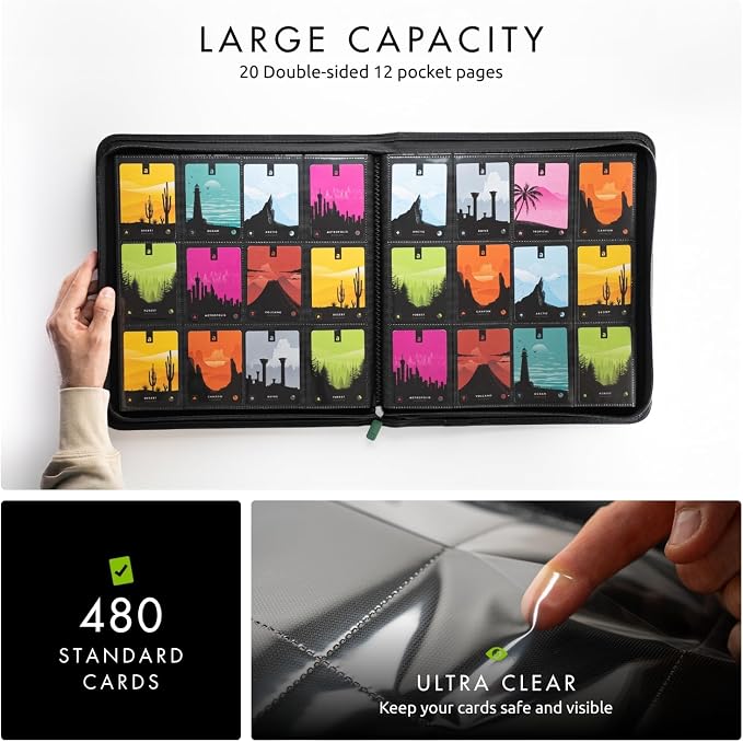Vault X 12 Pocket Zip Binder, 480 Cards, Exo-Tec Material, 20 Side-Loading Pages - Image 4