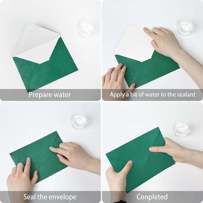 YINUOYOUJIA 50 PCS Pearl Green Envelopes A7, 5 x 7 Green Shimmer Envelopes - Image 3