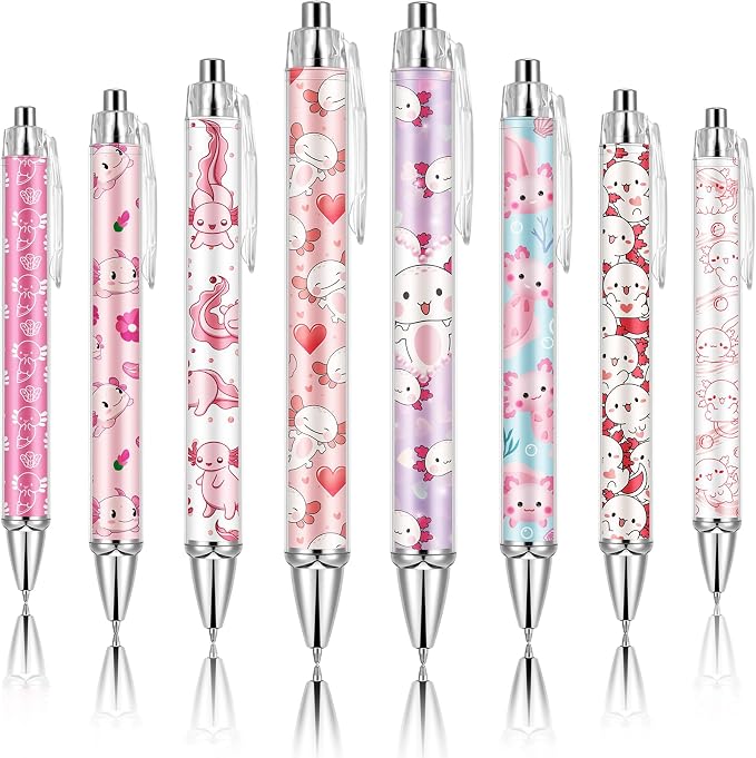 Ireer 8 Pcs Ballpoint Pens for Women 1.00 mm Cute Black Ink Fancy Pens Fine by Ireer
