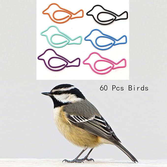 60 Pcs Cute Bird Paper Clips Mixed Color, Bird Lover Gifts - Image 2