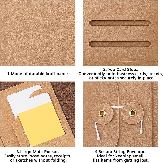 CRASPIRE 3 Sets Passport Size Travelers Notebook Accessories Kit Portable Kraft - Image 6