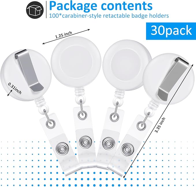Zonon 30 Pcs Retractable Badge Reel Clips ID Card Holder Reel - Image 2