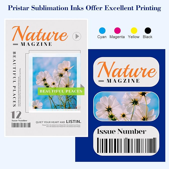 Pristar Sublimation Ink for EPS Ecotank ET 2803 ET-2800 ET-4800 ET-2850 2840 ET-2710 ET 2720 ET 2760 ET-15000 ET-3760 ET-2400 ET-2750 5170 400 ml Supertank Printer Autofill Ink for Sublimation Transfe-DeskLoop Office