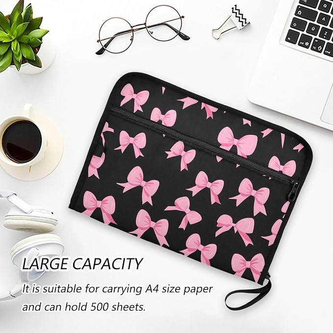 Expanding File Folder Pink Bow Black N Accordion File Organizer 13 Pockets - Image 5