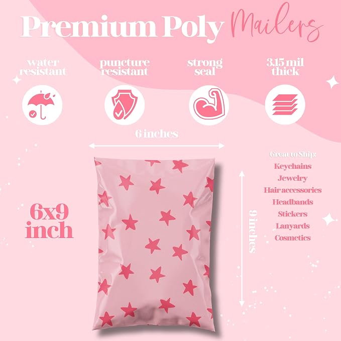 Pretty Package Store Poly Mailer 6x9, 100 Pack | Heavy Duty, Waterproof - Image 3