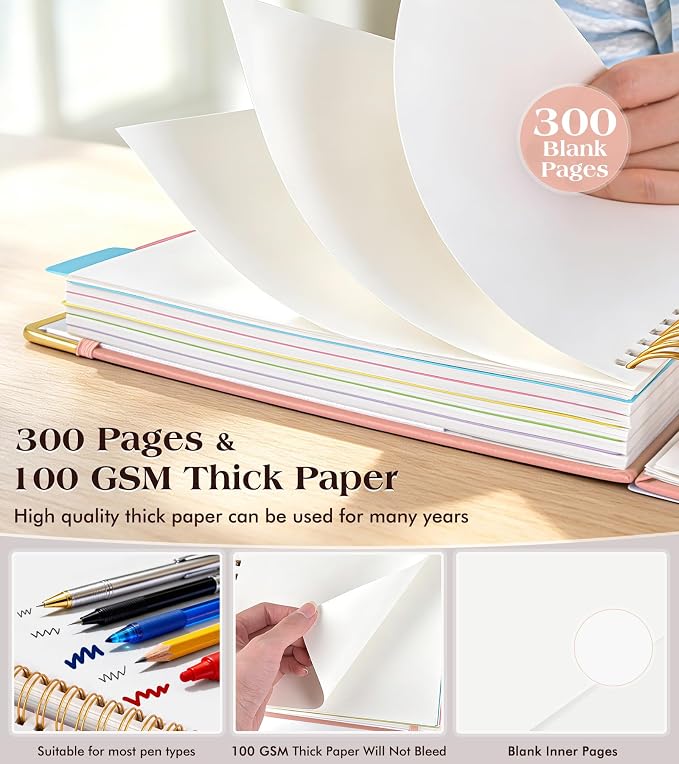 5 Subject Blank Notebook with Removable Dividers Tabs, 300 Pages Hardcover - Image 5