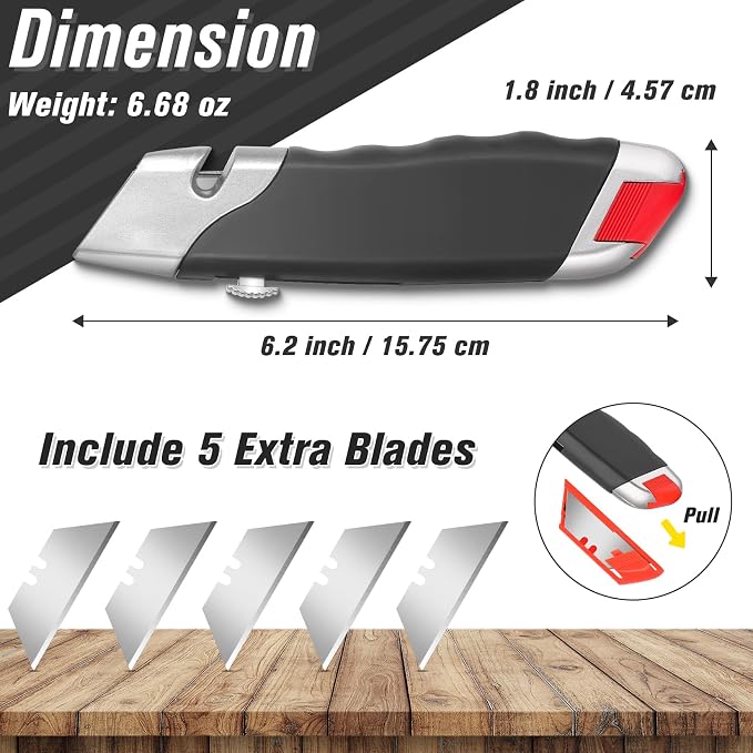 DIYSELF 10Pack Box Cutter, Rubber Handle Utility Knife, Box Cutter Retractable - Image 4