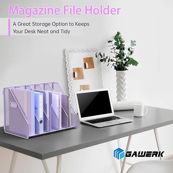 MINDEPOT Desk File Organizer Metal Desk Magazine Folder Holder - Image 2