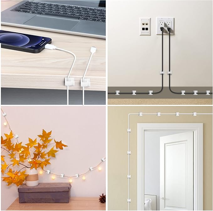 100 PCS Cable Clips White, Upgraded Adhesive Cord Clips - Image 6