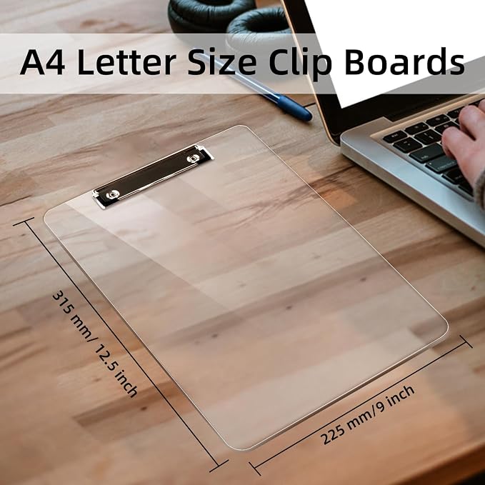 Plastic Clipboards, A4 Acrylic Clear Board 8.5x11 | Transparent Letter Size 9" - Image 3