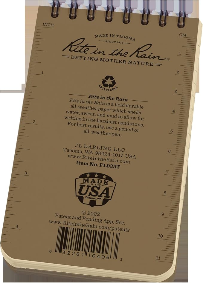 Rite in the Rain Weatherproof Top Spiral Notebook, Tan American Flag Cover - Image 5