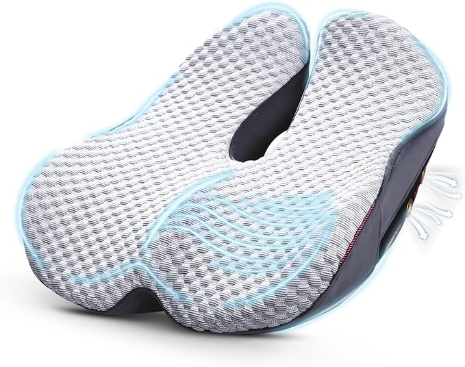 Seat Cushion for Tailbone Pain Relief X-Large,Ergonomic Office Chair Cushions for Butt Hip Lower Back & Sciatica Pain Relief Pillow,Pressure Relief Seat Cushion for Long Sitting, Car & Plane (Grey)-DeskLoop Office