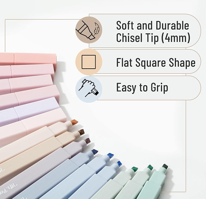 Mr. Pen- Aesthetic Highlighters, Chisel Tip, Morandi Colors, No Bleed Bible - Image 3