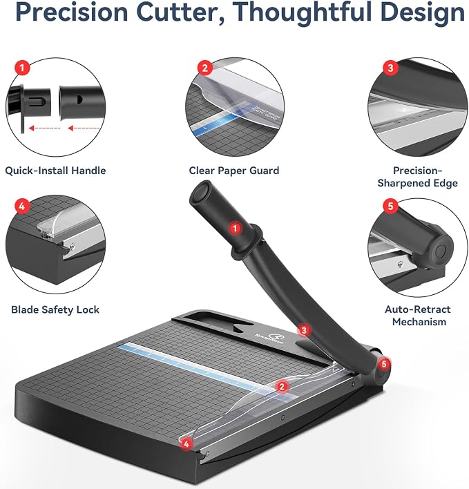 12 Inch Heavy Duty Paper Cutter, 12-16 Sheets Capacity Guillotine Paper Cutter - Image 3