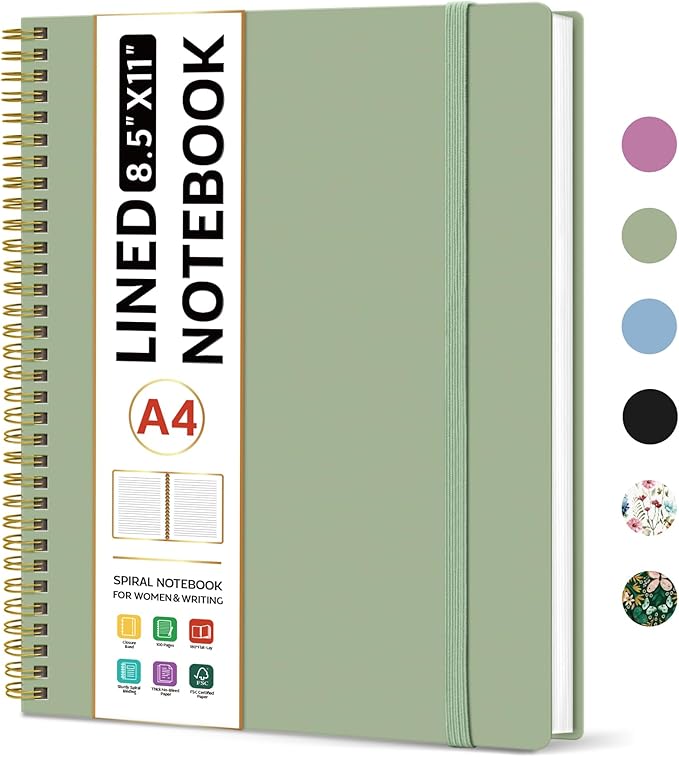 Taja Spiral Lined Notebook, 8.5"x11" Notebooks by Taja