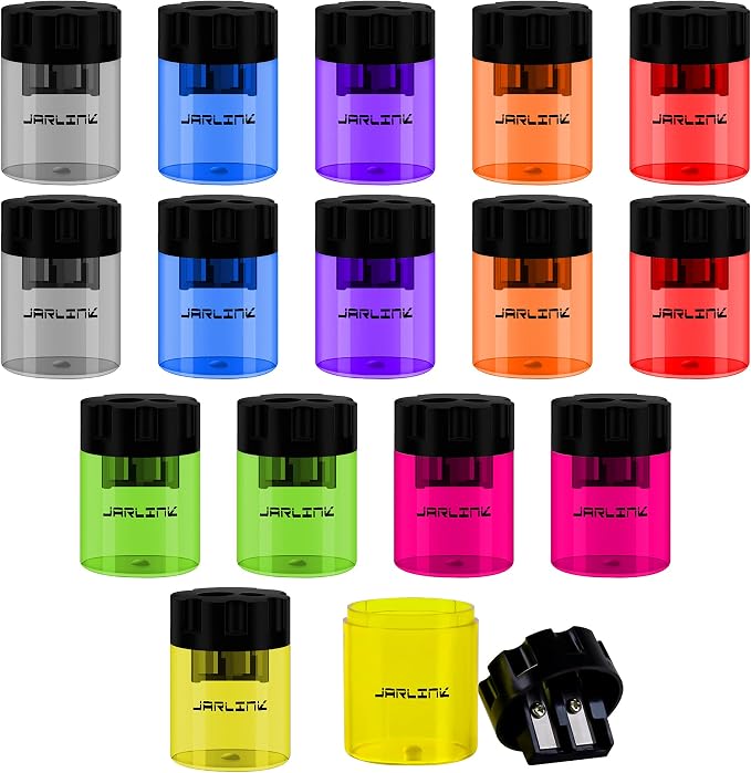 JARLINK 16 Pack Manual Pencil Sharpeners, Dual Holes Colorful Sharpener by JARLINK