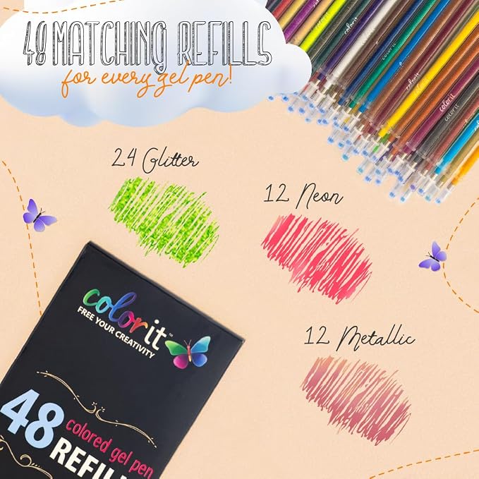 ColorIt Gel Pens for Adult Coloring – 96 Pack - Image 6