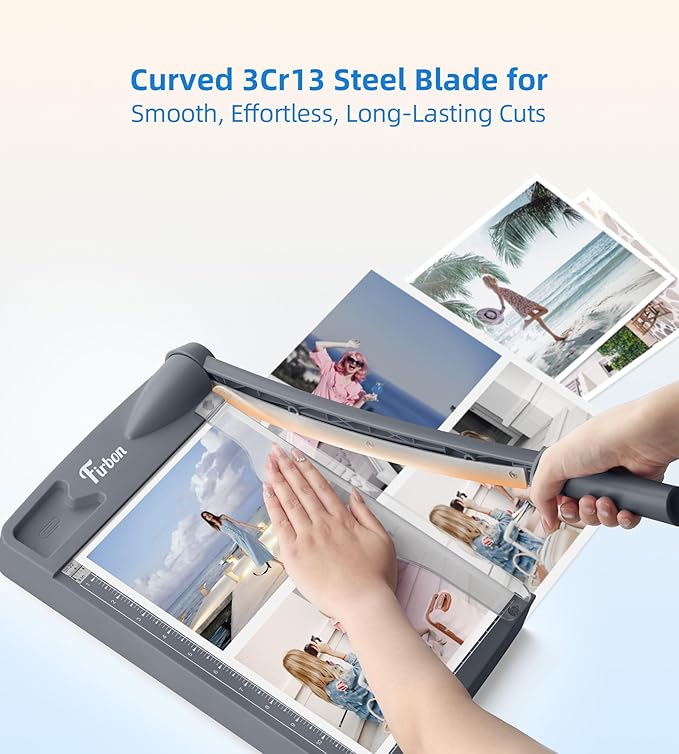 Firbon 12" Guillotine Paper Cutter, Heavy Duty 12-Sheet Capacity Trimmer for Cardstock, Photos, Scrapbooking, Office, Classroom, Studio (Gray)-DeskLoop Office