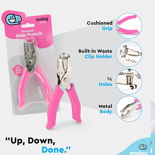 Single Hole Punch Metal Pink, 1/4” Hole Puncher - Image 3