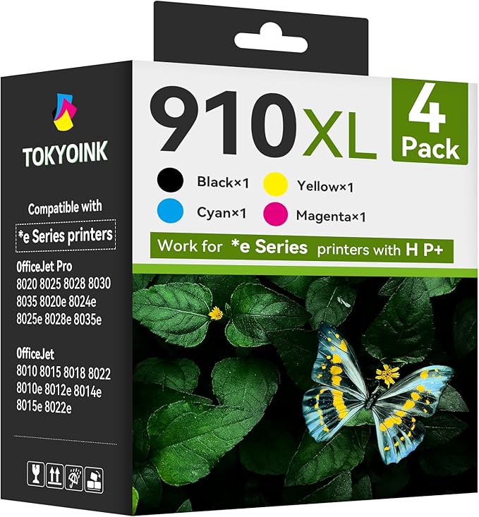 910XL Replacement for HP 910XL Ink Cartridges for HP Printers HP910 HP910XL 910 Ink Work for Office Jet Pro 8010 8010e 8015e 8020 8020e 8022e 8025 8025e 8028e 8030 8035e Black and Color - 4 Pack-DeskLoop Office
