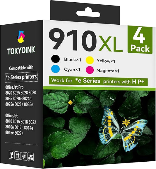 910XL Replacement for HP 910XL Ink Cartridges for HP Printers HP910 HP910XL 910 Ink Work for Office Jet Pro 8010 8010e 8015e 8020 8020e 8022e 8025 8025e 8028e 8030 8035e Black and Color - 4 Pack-DeskLoop Office
