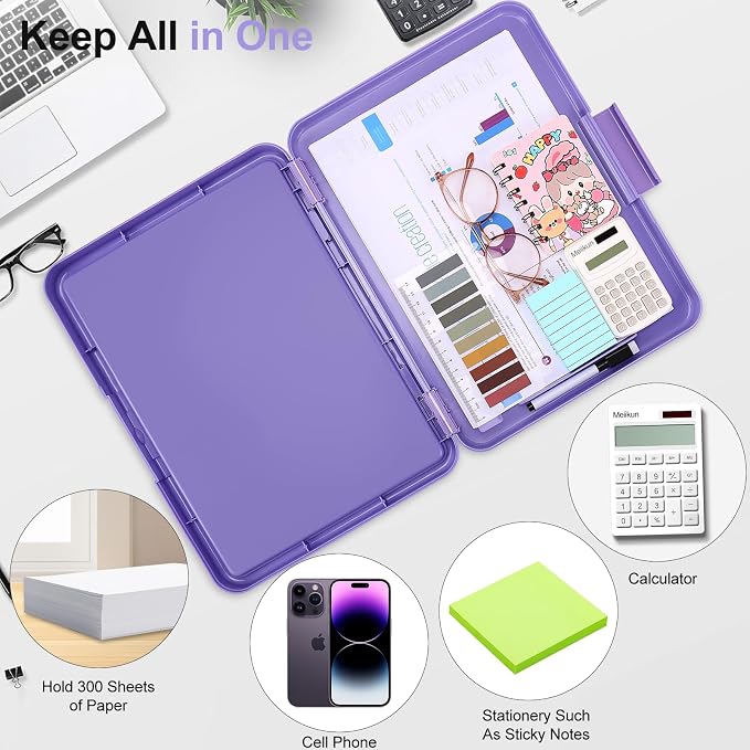 Meiikun Clipboard with Storage, Clip Boards 8.5x11 with Dual Storage, Plastic - Image 3