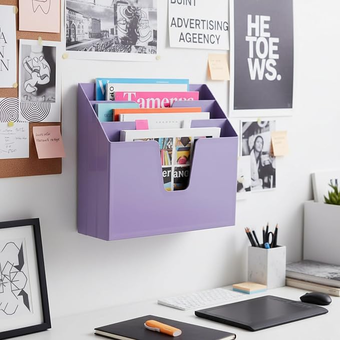 Acrimet Horizontal Triple File Folder Holder Organizer, Open Top Desktop - Image 5