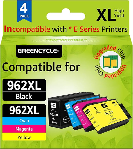 Upgraded 962XL Ink Cartridges Combo Pack Replacement for HP 962XL 962 XL High Yield Black & Color Ink Cartridge Set Work for HP OfficeJet Pro 9010, 9020 Series Printer (1BK/1C/1M/1Y, 4 Pack)-DeskLoop Office