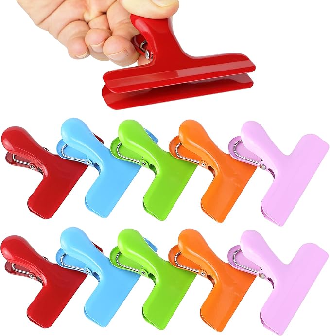 Chip Clips 10 Pack, 3 Inches Wide Metal Bag Clips by TONOS