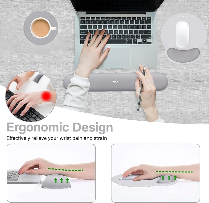 MOSISO Wrist Rest Support for Mouse Pad&Keyboard Set, Circle Curved Ergonomic - Image 3