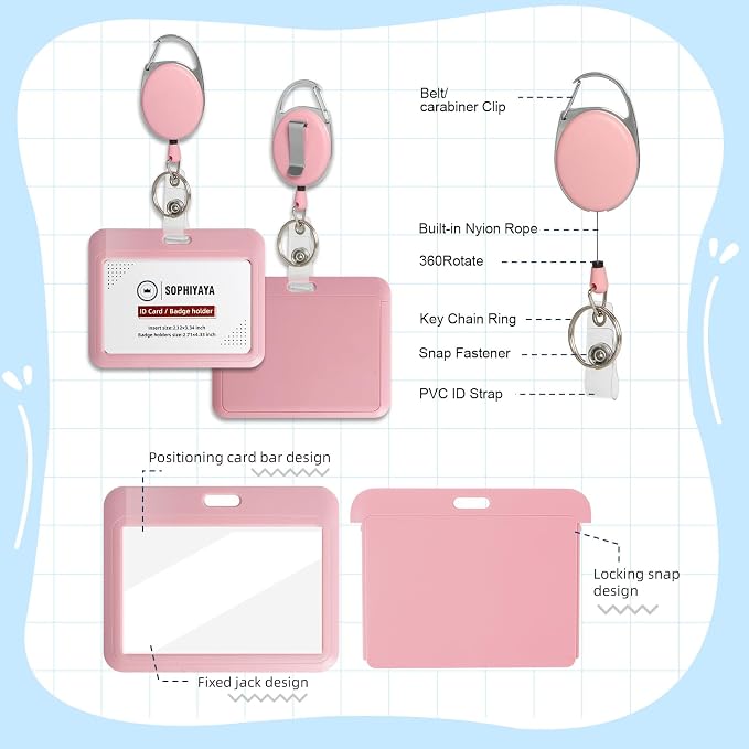 ID Badge Holder with Clip Badge Reels Retractable Heavy Duty Id Card with - Image 4